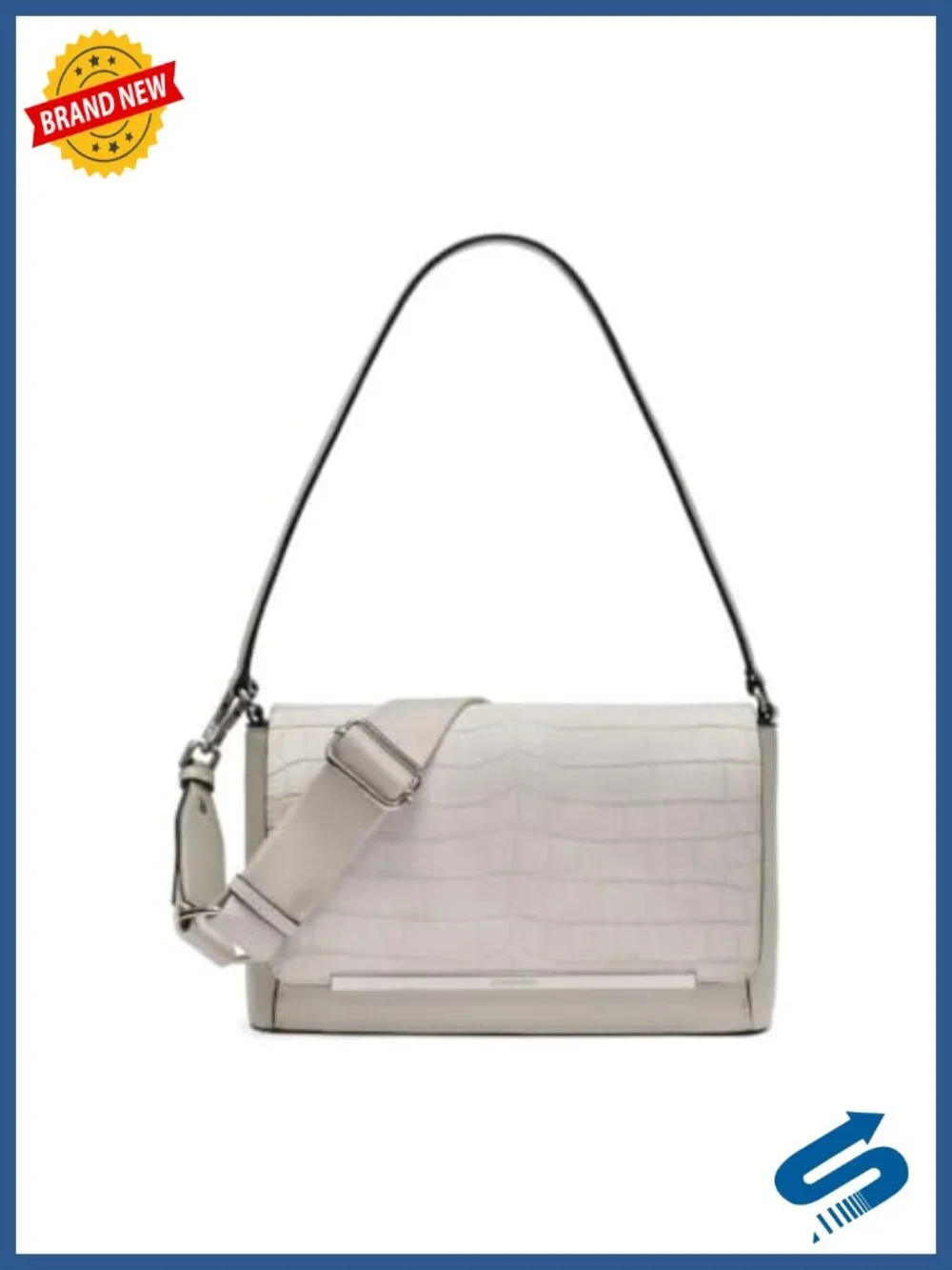 Convertible Shoulder Bag Satchel Faux Croc Adjustable Strap